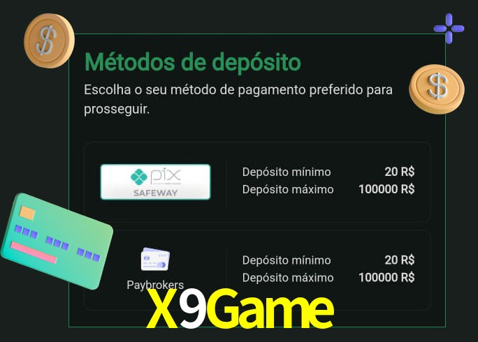 O cassino X9Game oferece uma grande variedade de métodos de pagamento